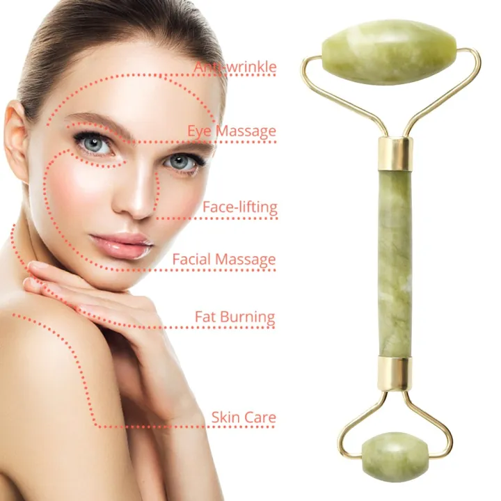 1pc Jade Stone Massage Roller for Face , 2 Styles Natural Jade Stone , Anti-aging  Beauty Skin Care Tool Facial Massage Stone Health Care relaxation tool Anti  Face Eyes Neck Body Winkles /