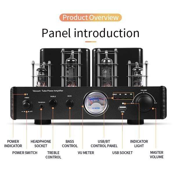 แอมป์หลอด Hyper Sound รุ่น AV-2030 มีไฟแสดงสถานะ LED และมาตรวัดระดับ ...