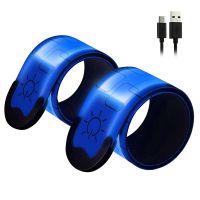 2 Pack USB Rechargeable Reflective Armbands,High Visibility Light Up Band for Runners,Bikers,Walkers,Pet Owners