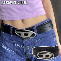 Trendy New D-Letter Oval Metal Snap Button Versatile Belt For Men Fashion Women And Decorative O6O6
