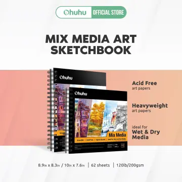 Ohuhu Spiral-Bound Mix Media Pad for Multiple Techniques, 8.9-inch x 8.3-Inch