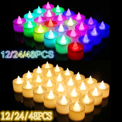 122448pcs Flameless LED Tealight Tea Candles Wedding Light Romantic Candles Lights for Party Wedding Decorations