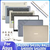 J76แล็ปท็อปเคสสำหรับ ASUS S4000V S4200U S410ฟ้าสีเทา/ฝาหลังเคสด้านล่างฝาปิดโน้ตบุค Palmrest บานพับที่ครอบบานพับ