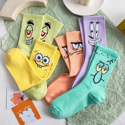 ❤พร้อมส่ง❤ถุงเท้า ผ้าฝ้าย พิมพ์ลายการ์ตูน SpongeBob SquarePants น่ารัก แฟชั่นฤดูใบไม้ผลิ และฤดูใบไม้ร่วง สําหรับผู้หญิง และนักเรียน