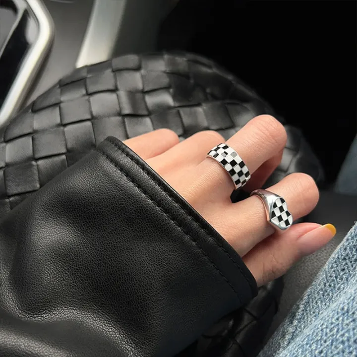 Han Guodong gate 925 sterling silver and cool Mosaic of black and white ...