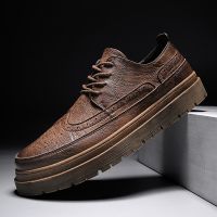 Retro Classic Leather Mens Leather Shoes Peas Shoes Lace-up Platform Martin Boots Casual Shoes