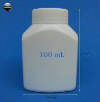 ขวด 100 ml.ขวดใสยาเม็ด พลาสติกสี่เหลี่ยมแบน  (50ใบ)