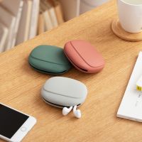 New Portable Data Cable Headphone Storage Box Simple Oval Silicone Storage Bag Cute Coin Purse Home Small Gift Travel Must-have Food Storage  Dispense