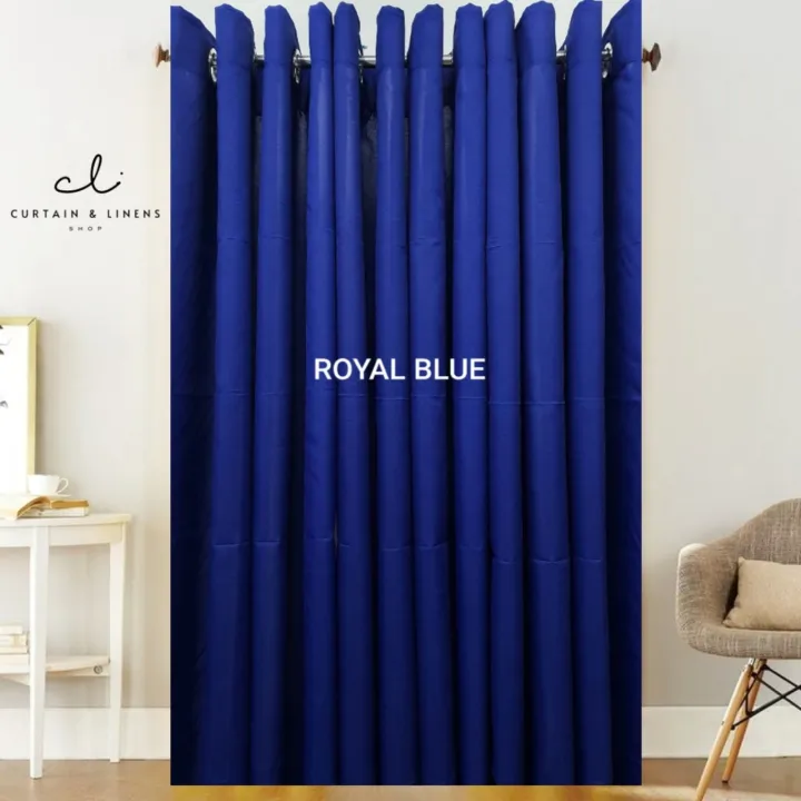 "ROYAL BLUE" Plain Ring Curtain 7FT Long Lazada PH