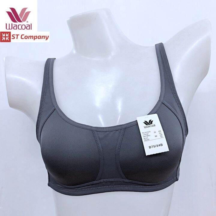 Wacoal Basic Bra ชุดชั้นใน ไม่มีโครง เสริมฟองบาง สีเทาเข้ม (DG) รุ่น ...