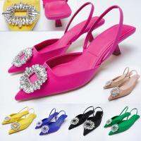 ZA Summer Sandals 2021 New Womens Shoes Rose Pink Pointed Toe Wedding Shoes Sequined Exposed Documentary Shoes 6 Colors