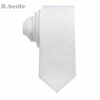 1pc Men Narrow Necktie Silk Ties Handmade White Plain Tie Wedding Groom Party Formal Ties Clothes Accessories SK05