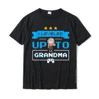 Grandma Pregnancy Announcement Gamer Leveled Up To Grandma T-Shirt Top T-Shirts Party Oversized Adult Tees Party Cotton