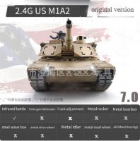 JDD【fast Delivery】【ต้นฉบับที่มีจำหน่าย】1:16 USA M1A2 Abrams RC หลัก Battle Tank กองทัพงานอดิเรกทหารยานพาหนะของเล่น Henglong 3918 Edition V7 BB ยิง IR Battle