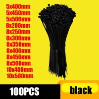 Self-locking plastic nylon tie 100 PCS black and white cable tie fastening ring cable tie zip wraps strap  nylon cable tie8x5mm Cable Management