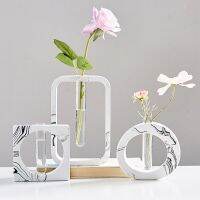 แจกัน ซีเมนต์ หลอดแก้ว   hydroponics vase cement