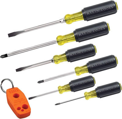 Klein Tools 85146 Screwdriver Set 6pcs Includes Magnetizer / Demagnetizer, 3 Slotted, 3 Phillips, Cushion Grip Comfort, Precision Machined 6 -Piece Set with Magnetizer