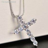 ∈✽❈ 16-24inches 925 Sterling Silver Necklace Box chain Shiny crystal classic cross Pendant For Women men Fashion Jewelry Gifts