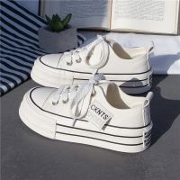 original High-end Uniqlo Thick-soled canvas shoes for women 2023 summer versatile Korean version of the new trendy sponge cake white shoes casual board shoes ins