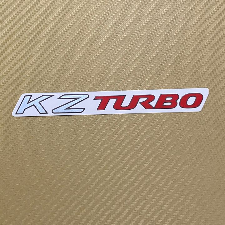 สติ๊กเกอร์* KZ TURBO ติดท้ายกระบะ TOYOTA TIGER  เป็นงานสกรีน ขนาดเท่าของเดิมที่ติดมากับรถ