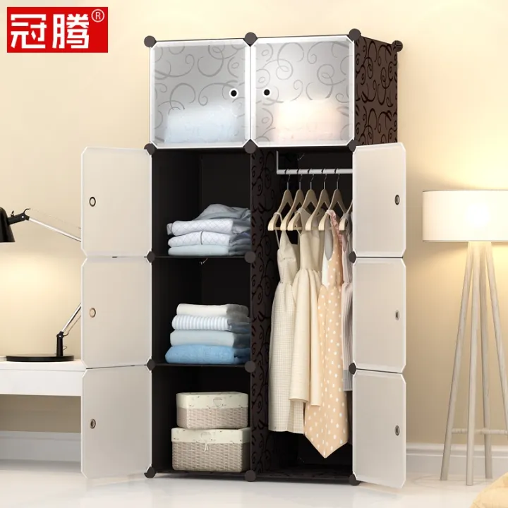 Crown simple wardrobe cloth plastic simple modern economical assembly ...