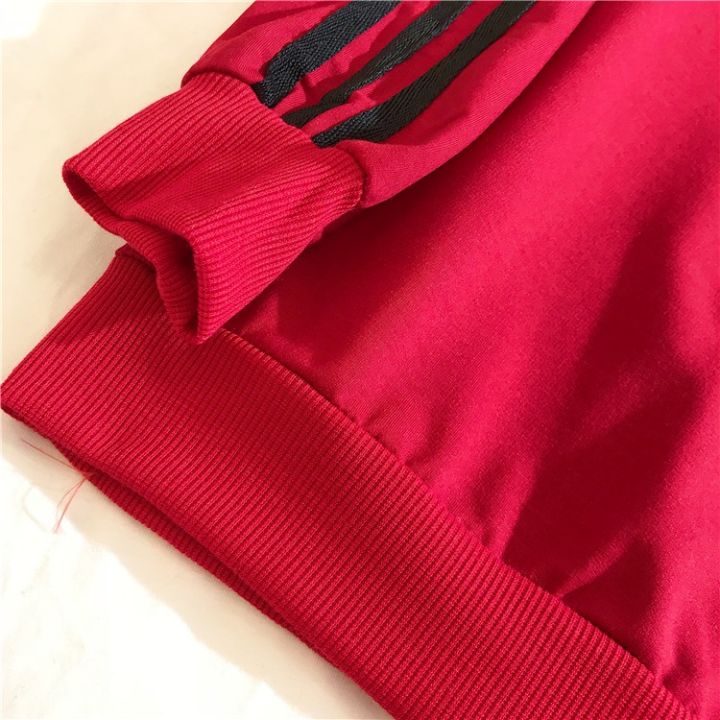 เสื้อกันหนาวแฟชั่น-เสื้อกันหนาวสีแดง-เสื้อแขนยาวแฟชั่น-เสื้อสเวตเตอร์มีฮู้ดกันหนาว-พร้อมส่ง