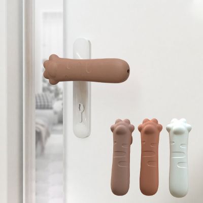 【cw】 1Pc Door Handle Cover Mute Anti collision knock Baby Kid Safety Silicone Sleeve ！