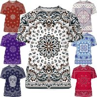 2023 In stock Newest Bandana Pattern Men Women 3D Printing Style T-Shirt Sweat shirts Novelty Casual Unisex Short sleeve Tops，Contact the seller to personalize the name and logo