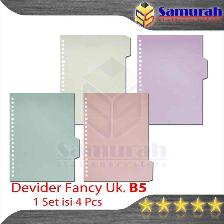 Devider Fancy Ukuran Besar B5 1 set / Pembatas Buku Binder File 4 Warna