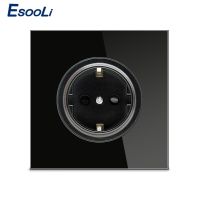 【Innovative】 Esooli 2019มาถึงแผงกระจกคริสตัล16A EU มาตรฐาน Wall Power Socket Outlet Grounded เด็กป้องกันล็อค