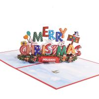 Christmas Card 3D Train Pop Up Greeting Cards Xmas Gift for Winter Holiday New Year