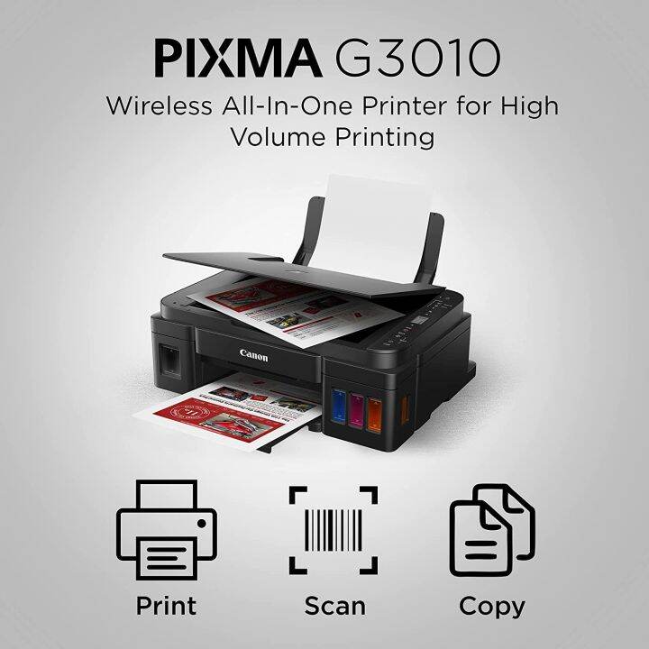 Canon Pixma G3010 Printer Scanner Copier or Xerox WIFI with CISS Built In Ink Tank and One Set