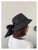 202203-wei new spring dropshipping japan style ribbon big bowknot lady bucket cap women leisure hat