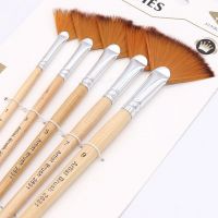 5Pcs/Set Artist Paint Brush Wooden Handle Fan-shaped Nylon Hair   Paint Pen Oil Painting Brushes Multi Purpose Drawing Painting Supplies