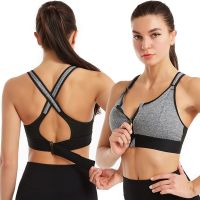 Women Sports Bras Tights Crop Top Yoga Vest Front Zipper Plus Size Adjustable Strap Shockproof Gym Fitness Athletic BrassiereTH