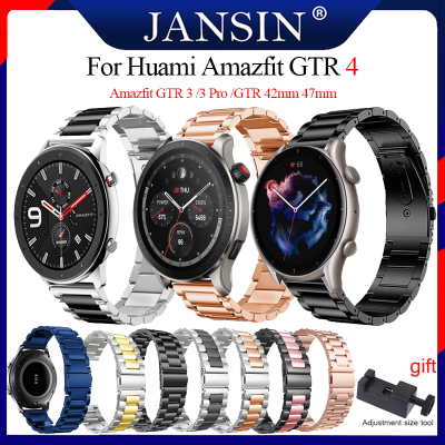 สาย For Huami Amazfit GTR 4 / GTR 3 /3 Pro / Amazfit GTR 47mm 42mm สายรัดข้อมือสร้อยข้อมือโลหะวง For Amazfit GTS Watchband 20mm 22mm