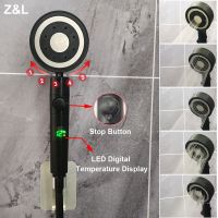 5 Modes Shower Head High Pressure LED Digital Temperature Display Bathroom Showerhead Water Saving Handheld Nozzle Sprayer