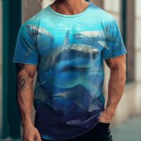 2023 NEWShark เสื้อยืด3d Shark พิมพ์แขนสั้นผู้ชายฤดูร้อนสัตว์ O-Neckt-เสื้อสำหรับชายแฟชั่นเสื้อลำลองผู้ชายเสื้อผ้าขนาดใหญ่