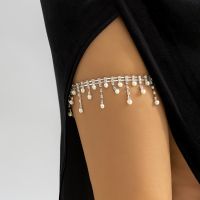 【CW】✾  IngeSight.Z Rhinestones Imitation Tassel Leg Thigh Chain for Adjustable Elastic Band