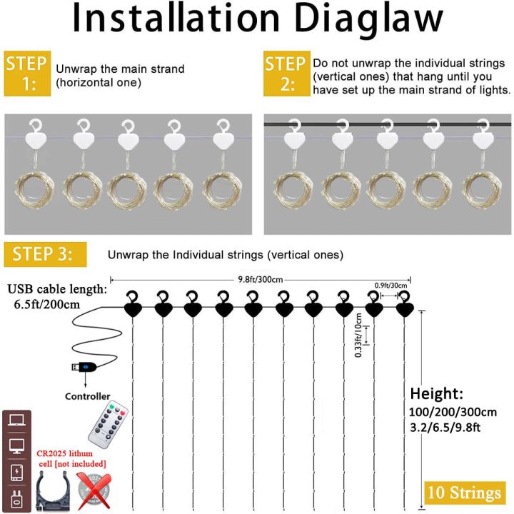 ม่านไฟเส้นห้อยประดับ300led-100-200-3m-โต๊ะตกแต่งปาร์ตี้งานแต่งงานพื้นหลังเทศกาลคริสต์มาสวันเกิดโส