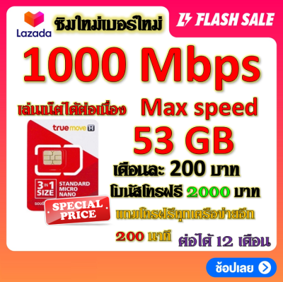 💝ซิมโปรเน็ตวิ่ง 1000 Mbps Max Speed 103GB +โบนัสโทรฟรี 2000 บาท + โทรฟรีอีก 200 นาที แถมฟรีเข็มจิ้มซิม💝