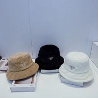 New waterproof mink fur fisherman hat Pradaˉ in spring 2023, basin hat looks thin, super cute, plush, flat top hat for women to keep warm