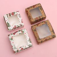 Gifts Box with Transparent Window Christmas Style Paper Box Gifts Package Box Candy Holders Weddings Party Favors Supplies