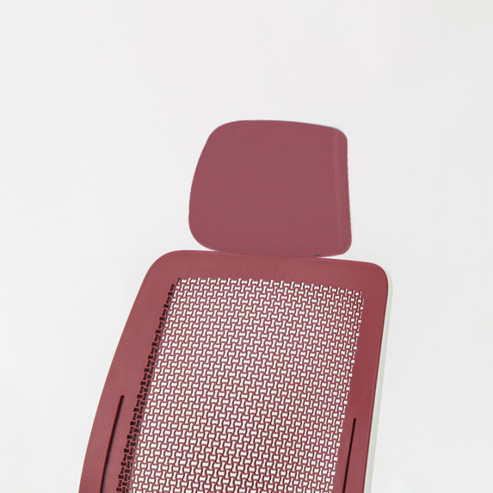 modernform-อุปกรณ์-พนักพิงศีรษะ-สำหรับ-steelcase-รุ่น-series-2-เฟรมขาว-หุ้มผ้าตาข่ายสีแดง