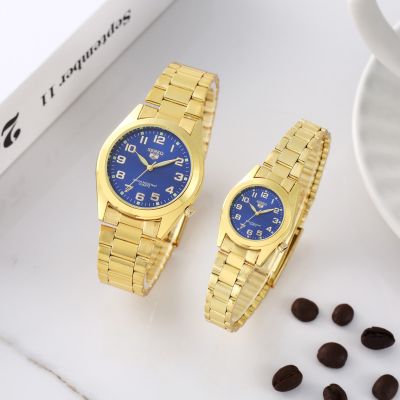 Senkq  ของแท้ 100% ส่งในไทยไวแน่นอน นาฬิกาข้อมือผู้หญิงผู้ชาย สไตล์ Casual Bussiness Watch  ส่องสว่าง สีทอง รุ่น4400