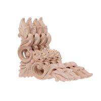 4pcs/set Wood Carved Corner Flower Onlay Applique Unpainted Frame Cupboard Cabin