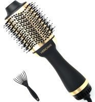 Professional blowout hair dryer Brush, Pro 24K Gold One Step Hot Air Brush &amp; volumizer, hair straightener Brush and hair dryer Brush for Women 1200W