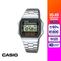 CASIO นาฬิกาข้อมือ CASIO รุ่น A-168WA-1Q วัสดุสเตนเลสสตีล สีเงิน