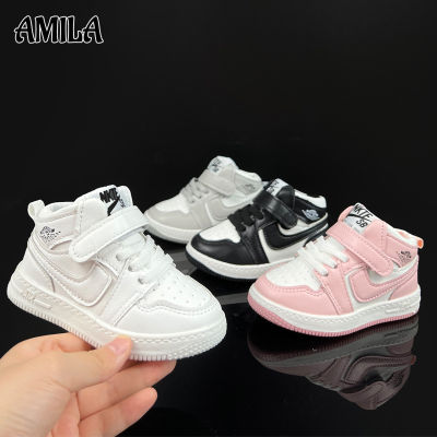 AMILA รองเท้าผ้าใบหุ้มข้อสูงสำหรับเด็ก,รองเท้าผ้าใบเด็กผู้ชายระบายอากาศได้ดีรองเท้าลำลองพื้นนุ่มกันลื่นสำหรับเด็กผู้หญิง