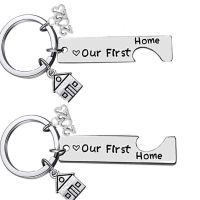 2Pcs Home Keychain Our First Home House Keyring 2023 Charm Couples Housewarming Lovely Gift For Women Girl Teen Jewelry